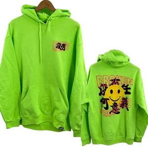 Broken Promises Bright Green Kamikaze Hoodie Size Large